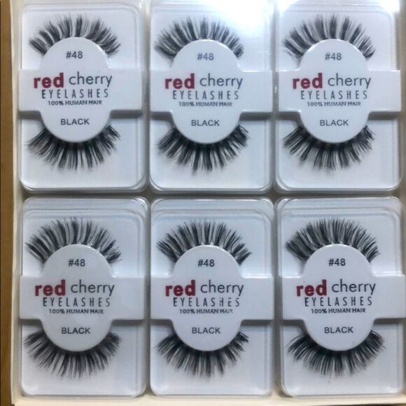 Box of 12 Lashes 100% Human Hair red Cherry #48 - Picture 1 of 4